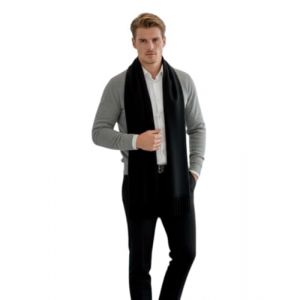 LA Ferani &Eacute;charpe en cachemire pour homme automne hiver fine 185x65 &eacute;charpe en cachemire style d&eacute;contract&eacute; &eacute;charpe en laine couleur unie &eacute;charpe pour homme, Noir , 200x70 (LA FERANI, neuf)