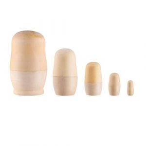 KAIAIWLUO Poupee Russe,5 PCS Poupées Gigognes en Bois Poupées Russes Non Peintes Magnifiques Poupées Russes en Bois Faites à la Main (NewZYE, neuf)