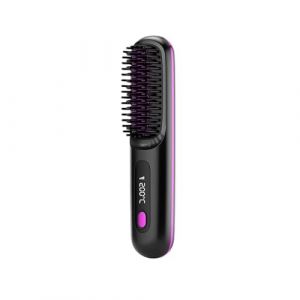 Lisseur Sans Fil Hair Pro, Brusheo Hair Pro Fer a Lisser, 2 en 1 Brosse Lissante pour Cheveux Sans Fil, Fer à Lisser à ions négatifs avec 3 températures (Noir) (diningshengshangmao, neuf)