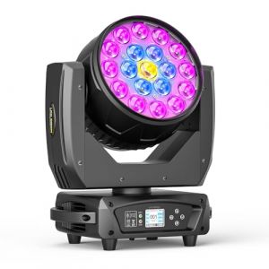 19x15W RGBW Lyre LED, Wash Zoom 540°X/270°Y Rotation d-mx512 Commande Vocale Auto-Calibration Tête Mobile Lumière pour Scène Club Théâtre Fête DJ Mariage (fhgb376, neuf)