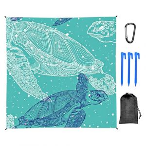 BORDEAG Tapis de Plage, Tapis de Plage Anti Sable, Natte de Plage Couverture de Plage Ultra Légère Imperméable avec 4 Piquets et Sac de Transport pour Vacances Plage Camping Voyage, 210x200 cm (CEANNA, neuf)