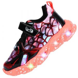 Jasmeko Basket Lumineuse Enfant Garcon, Chaussures de Sport Lumineux Basquette Sneaker Kids Boy Shoes (B-Red,27) (Jamall Co., neuf)