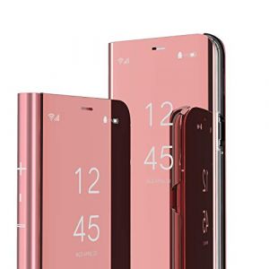 QIWEIQING Compatible avec Etui pour Huawei P30 Lite, Miroir Style de Livre Makeup Smart View Stand Protecteur Housse Coque Etui &agrave; Rabat avec Huawei P30 Lite Flip Mirror Rose Gold QH (QIWEIQING, neuf)