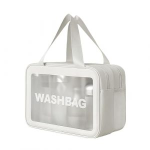 Grande Trousse de Toilette Transparente &Eacute;tanche, Trousse de Voyage avec S&eacute;paration Sec/Mouill&eacute;, Sac de Toilette PVC avec Poign&eacute;e, Trousse Maquillage Femme, Homme (FANGCCC-FR, neuf)