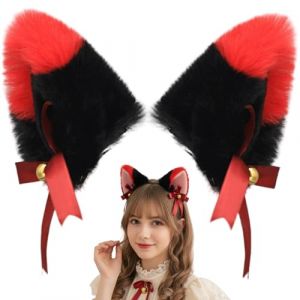 Pinces &agrave; cheveux d'oreille de chat, pince en peluche rouge sur les oreilles pour la mode Lolita, accessoire de costume cosplay et d'Halloween (HonglingLtd, neuf)