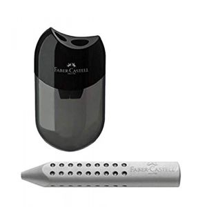 Faber-Castell - 183500 - Taille-crayon double - Couleur du boîtier : noir/transparent (1 taille-crayons et une gomme grise à 3 arrêtes). (allpremio, neuf)