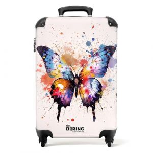 NoBoringSuitcases.com Valise Enfant Fille, Valise Cabine, Bagages Enfant, Valise Enfant Roulette, Valise Fille, Valise pour Enfant, Valise Cabine 55x35x25cm (Papillon dans éclaboussures de Couleur) (NoBoringSuitcases, neuf)