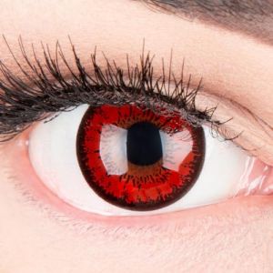 MERALENS Lentilles Halloween Rouge: 1 Paire (2 Pcs) Annuelle & Sans Correction - Lentille couleur rouge noir - vampire red flower -Lentilles De Contact De Couleur Fantaisie Cosplay + Etui Offert (MeralenS, neuf)