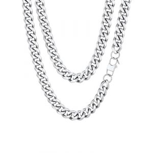 Chaine Homme Epaisse Longue Acier Inoxydable Ras de Cou Enfant Garcon Collier Gros Maille Cubain Gourmette Massif Punk 76 cm 12 mm Bijoux Cadeau Noël Mariage Saint Valentin (ChainsHouse Jewellery, neuf)