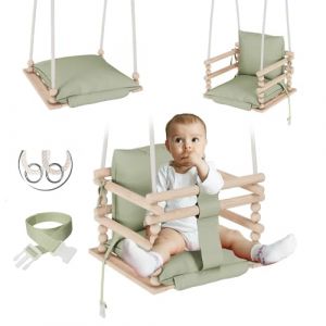MAMOI® Balancoire Bebe pour Interieur, Siege balançoire pour bébé, Balancelle de Coton en Bois Naturel, Baby Swing pour Enfant à partir de 1 an, 3 en 6 (MAMOI, neuf)