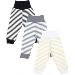 TupTam Pantalon B&eacute;b&eacute; Gar&ccedil;on 3 Pi&egrave;ces &ndash; Pantalon Coton B&eacute;b&eacute; Confortable, Certifi&eacute; Oeko-TEX, Rayures Beige Bleu Fonc&eacute; Gris, 98 (LotteStyle, neuf)