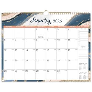 Calendrier 2026 &ndash; Calendrier mural 2026, calendrier 12 mois, janvier 2026 &agrave; d&eacute;cembre 2026, six motifs diff&eacute;rents, reliure &agrave; double fil, crochet de suspension, 37,6 x 29 cm (Lmiber EU, neuf)