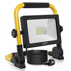 CLY Lampe Chantier 60W Projecteur Led 5200LM 6500K Baladeuse Led Portable IP66 Câble 5M Lampe Camping Portable Lampe de Travail Lanterne avec Rotation à 180° pour Atelier, Garage (kelazhineng-Direct, neuf)