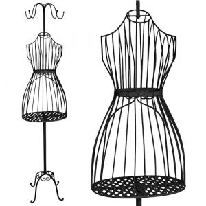 PrimoLiving Mannequin de couture Cleo en m&eacute;tal noir avec crochet porte-manteau et espace de rangement - Mannequin vintage - Id&eacute;al comme mannequin de vitrine f&eacute;minin ou porte-manteau - P-14141 (PrimoBid GmbH, Preise inkl. MwSt., neuf)