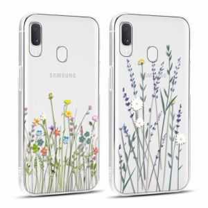 Yoedge 2 Pièces Coque pour Samsung Galaxy A20e 5,8", Ultra Fine Souple Transparente Silicone TPU avec Aesthetic Motif Fleur Design Étui,Antichoc Anti-Rayures Bumper Protection Housse pour Samsung A20e (Lei Xiao, neuf)