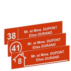 Plaque Boite Aux Lettres Adhésive PVC Avec Numéro – Plaque Gravée À Personnaliser 10 x 2,5 cm – 20 Couleurs Disponibles (Orange) (GRAVURE ET COMPAGNIE, neuf)