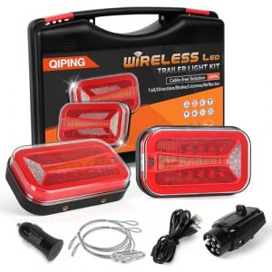 Qiping Feu remorque sans fil, Feux arrière magnétiques 12V - Éclairage LED sans fil - feu remorque led Certifié ECE - Étanche - Pour camion, remorque, tracteur, caravan (Qiping EU, neuf)