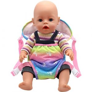 Neuytiky Porte B&eacute;b&eacute; Poup&eacute;e Sac &agrave; Dos Accessoire pour Poup&eacute;es 14-18 Pouces, Accessoire Poupon Porte B&eacute;b&eacute; R&eacute;glable pour Enfants, Rose (Poup&eacute;e Non Incluse) (SIA THE REAL OUTLET, neuf)