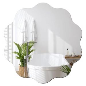 DARENYI Miroir Mural Autocollant D&eacute;coratif &agrave; Suspendre 30cm Miroir &agrave; Vagues irr&eacute;guli&egrave;res Industriel Moderne Miroir pour Salle de Bain, lavabo, Salon, Chambre &agrave; Coucher, Couloir, Entr&eacute;e (DARENYI, neuf)