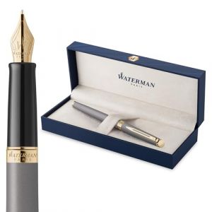 Waterman Stylo plume Hémisphère | L'édition discrète | Gris Pierre | Plume moyenne en acier inoxydable | Encre bleue | Coffret cadeau (Parker - Rotring - Waterman, neuf)