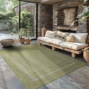 Carpettex Tapis d'ext&eacute;rieur r&eacute;sistant aux intemp&eacute;ries, 120 x 170 cm, aspect sisal, vert, id&eacute;al pour balcon, jardin, terrasse et comme tapis de cuisine, lavable, tiss&eacute; &agrave; plat, imperm&eacute;able, facile (Carpettex, neuf)