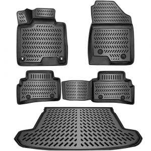 ELMASLINE Tapis en Caoutchouc 3D + Bac de Coffre pour Hyundai Tucson 2021&ndash;2025 | Bords Hauts | Non Compatible avec Plug-in Hybrid ! | Mod&egrave;les sans Caisson de Basses (herneland, neuf)