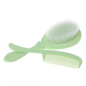 Ensemble peigne et brosse pour b&eacute;b&eacute; - Fournitures d'allaitement - Pour le bain, le lavage des cheveux - Poils doux - Pointe ronde - Sans danger pour le massage de la t&ecirc;te (lqiniHC, neuf)
