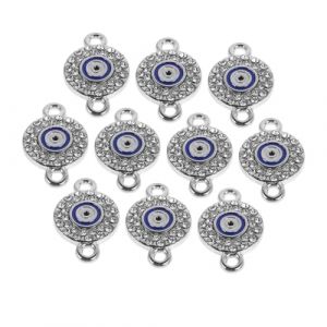 TOVINANNA 10 Pièces Accessoires Oeil Du Diable Pendentif De Charme Le Fard à Paupières Bijoux Boucle Collier Bijoux Boucle Pendentif Collier D'amour Pendentif Pendentif Alliage Silver (Qieiyi, neuf)
