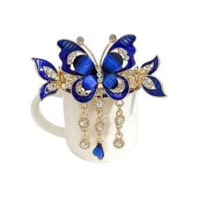 Pinces &agrave; Cheveux &Eacute;pingle &agrave; cheveux en strass, pince en forme de crabe, pince &agrave; cheveux &agrave; l'arri&egrave;re de la t&ecirc;te, pince &agrave; cheveux &agrave; pompon papillon, Temperamen(Blue hair clip) (siruisisi, neuf)