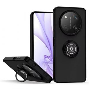 HONLEN Coque pour Honor Magic7 Lite 5G / Honor X9c (6.78" inches), Etui de T&eacute;l&eacute;phone Portable en Silicone Transparent Mat avec Support de Bague - Le Noir (HONLEN, neuf)