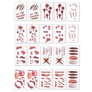 20 Pi&egrave;ces Halloween Tatouage Enfant, Tatouage Cicatrice Blessure Stickers, Tatouage Ephemere Homme, Tattoo Halloween pour Visage,Sp&eacute;cial FX Costume Maquillage Accessoire (ROBFLOR MARKET CARS, neuf)