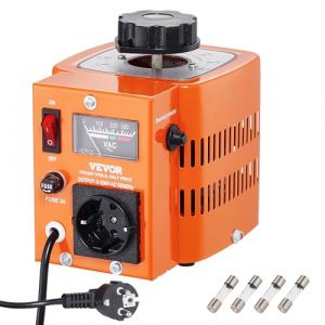 VEVOR Transformateur de tension variable automatique 500 VA, 1,7 A, entr&eacute;e 230 V, sortie 0-300 V, r&eacute;gulateur de tension AC 4 fusibles, interrupteur de commande thermique pour maison, bureau industriel (VEVOR Direct Store FR, neuf)