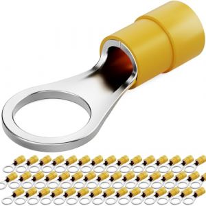 hb-digital Lot de 50 cosses &agrave; anneau M10 isol&eacute;es 4-6 mm&sup2; Connecteur de c&acirc;ble &eacute;lectrique Protection PVC robuste Cuivre &eacute;tam&eacute; pour installations domestiques et industrielles - Jaune (HB-DIGITAL, neuf)