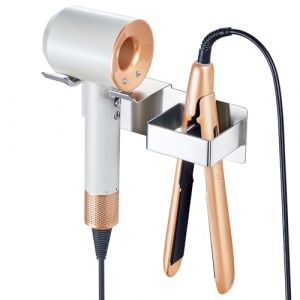 XILIMOR Porte Seche Cheveux et Lisseur Support Seche Cheveux Support Porte Seche Cheveux Mural M&eacute;tal Adh&eacute;sif Support Seche Cheveux sans Percage pour H&ocirc;tel, Salle De Bains, Barbershop (&lrm;Argent&eacute;) (SunyaTech, neuf)