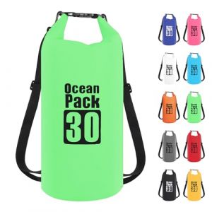 30L Sac &eacute;tanche Polyvalent, 2L/5L/10L/15L/20L/30L Vert Waterproof Dry Bag avec Longue Bandouli&egrave;re R&eacute;glable Sac &agrave; Dos Confort Imperm&eacute;able pour Bateau/Kayak/P&ecirc;che/Rafting/Natation/Camping/Snowboard (MUDAMUDA Store, neuf)