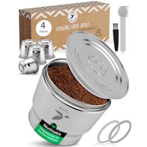 Capsule de café rechargeable en acier inoxydable à remplir - Capsule de recharge réutilisable pour les amateurs de café soucieux de l'environnement - Compatible avec les machines Nespresso + (mahona, neuf)