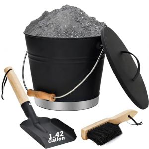 Mini seau &agrave; cendres avec couvercle, pelle et balai, acier galvanis&eacute;, r&eacute;servoir &agrave; charbon m&eacute;tallique, seau &agrave; charbon avec poign&eacute;e, kit d'outils pour chemin&eacute;e int&eacute;rieure et ext&eacute;rieure, foyer, po&ecirc;le &agrave; (Good Gain, neuf)
