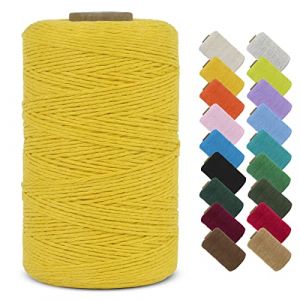 LEREATI Fil Macramé 1mm x 390m Corde Macramé Fil de Coton Naturel Ficelle Macramé Cordon, Cordelette 1mm pour Porte Plante Mural, Rideau, Tressée, DIY Artisanat, Cadeau Décoration (Doré) (LEREATI, neuf)