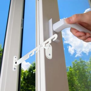 R&eacute;glable Entrebailleur Fen&ecirc;tre, B&eacute;b&eacute; Fen&ecirc;tre Limiteur de Fen&ecirc;tre, entrebailleur fenetre sans per&ccedil;age, Serrure de S&eacute;curit&eacute; fen&ecirc;tre pour tout-petits et animaux de compagnie (Blanc) (LIANHAO, neuf)