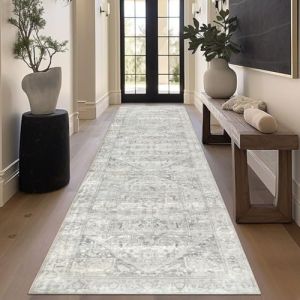 Homcomodar Tapis Couloir Long 80x300cm Tapis Passage Poil Ras Tapis Lavable en Machine Tapis de Cuisine Antidérapant Tapis D'entrée Descente de Lit Chambre Adulte (Borlans, neuf)