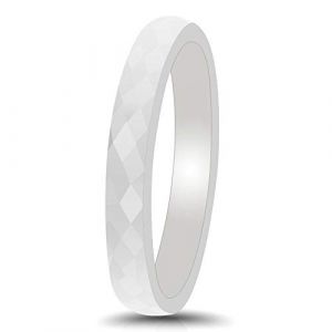 PAURO Bijoux Haute Brillant Classique Conception Engagement Mariage Band Bague Femme Céramique Blanc Taille 50 (BuyPAURO, neuf)