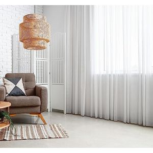Rideau en voile blanc semi-transparent avec galon fronceur et bande de plomb, aéré, moderne et durable pour toutes les fenêtres, rideaux et systèmes de rideaux (290 x 500 cm (H x l) (Gardinestan, neuf)
