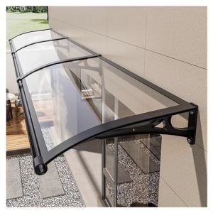 Marquise en Polycarbonate，Porte Toit Marquise Abri，Auvent de fen&ecirc;tre en Polycarbonat UV Protection，Support en Aluminium Durable,Protection Contre la Pluie, Balcon (Size : 120x240cm/47x95in) (JUXINJIAYE, neuf)