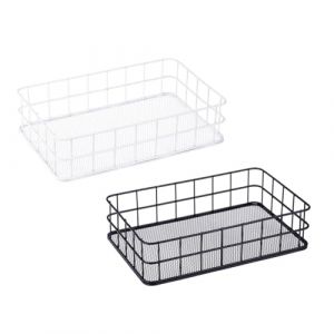 Cabilock Panier de Rangement Fer Forg&eacute; Noir Organiseur M&eacute;tallique Ouvert pour Cosm&eacute;tiques et Fournitures Domestiques Corbeille Polyvalente pour Bureau et Salle de Bain (Thomas Zack Yang, neuf)