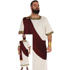 FIESTAS GUIRCA | Costume d'Auguste Adulte (56-58/XXL) - Cape et Tunique pour Homme - Costume d'Empereur Romain et Grec pour &Eacute;v&eacute;nements Th&eacute;matiques - Granat et Beige (Tus disfraces baratos, neuf)