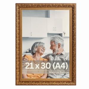 Victor Cadre Photo Rubens en 21x30 cm (A4) Marron Or - Bar: 30x20mm - Verre Véritable - Châssis pour l'image Baroque - Antique - Vintage 20x30 - A4 Ancien (Victor_Store, neuf)