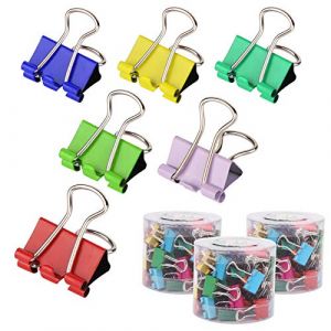 Mitening Pinces Double Clip, 120 Pcs Foldback Pinces Papier Métal Binder Clips Reliure Noir Clip, Dovetail Pinces Double Clip pour Notes Papier à Lettre Clip Fournitures de Bureau, 6 Tailles Assorties (DING VICTORY LIMITED, neuf)