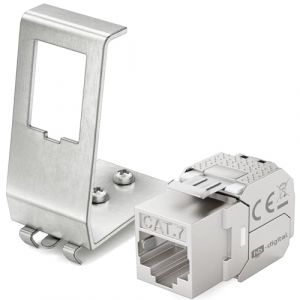 hb-digital 1 module Keystone CAT 7 RJ45 femelle STP 10 Gbit/s &ndash; Sans outil LSA &ndash; Avec 1 x 1 port DIN Rail m&eacute;tallique 35 mm Adaptateur de rail DIN Keystone Ethernet LAN Commutateur r&eacute;seau (HB-DIGITAL, neuf)