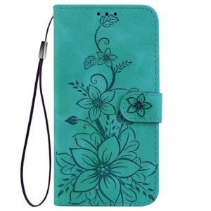 ILING Flip Coque pour Honor X5c Plus, &Eacute;tui Portefeuille Magn&eacute;tique Pliable en Cuir PU Embossed Fleur avec Housse de Protection avec Cr&eacute;dit et Support, Vert (Wanten, neuf)