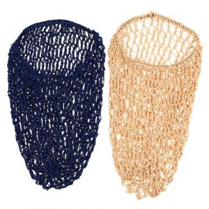 ERINGOGO 2 pi&egrave;ces Bonnet de Nuit Maille Crochet&eacute;e Bonnet Protecteur Cheveux Extensible pour Dormir Filets Coiffure R&eacute;sistants Bleu Marine et Kaki Accessoires Cheveux Confortables (Jehmal, neuf)